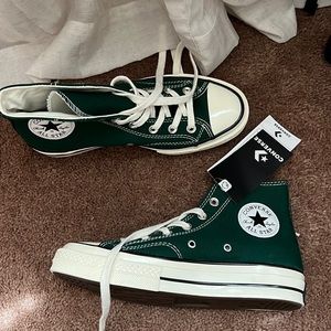 Green high top chuck taylor converse